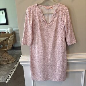 PERSIFOR Smooth Stretch Pink Geometric Print V Neck Made‎ In USA Dress Size S